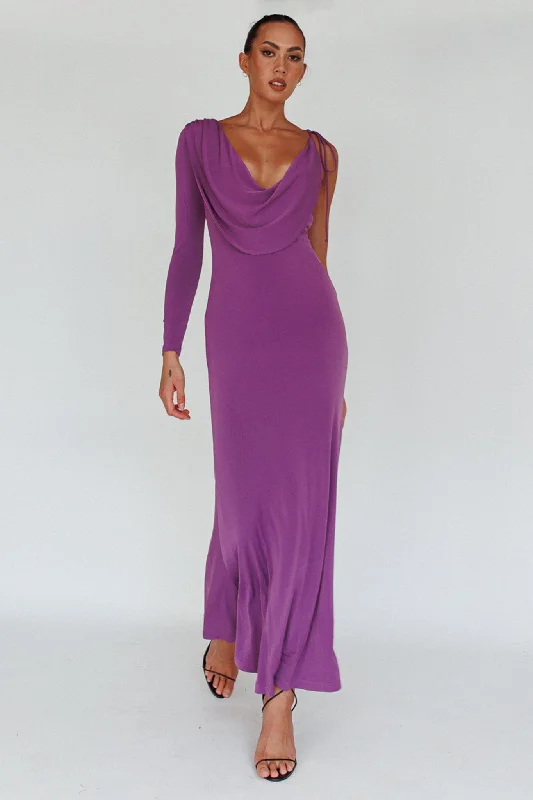 Star Walker One Sleeve Maxi Dress Purple