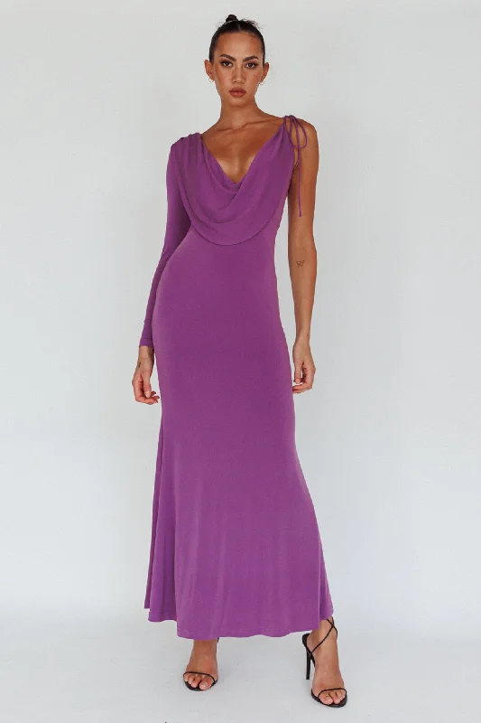 Star Walker One Sleeve Maxi Dress Purple