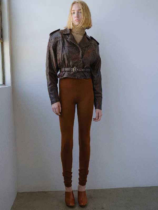 Strong Shoulder Leather Moto Jacket -- Chestnut