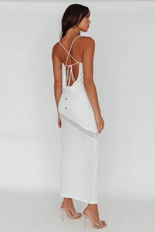 Sun Kissed Cowl Tied Back Maxi Dress White