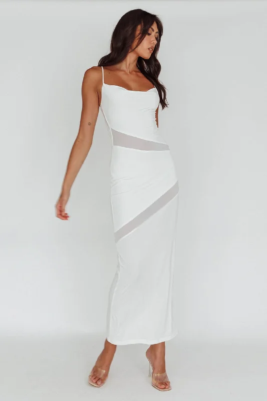 Sun Kissed Cowl Tied Back Maxi Dress White