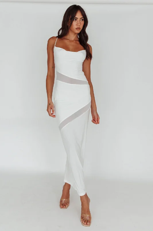 Sun Kissed Cowl Tied Back Maxi Dress White