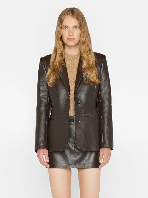 The Femme Leather Blazer -- Espresso