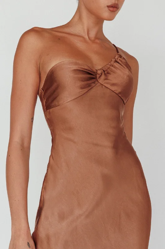 Twilight Tango One-Shoulder Maxi Dress Mocha