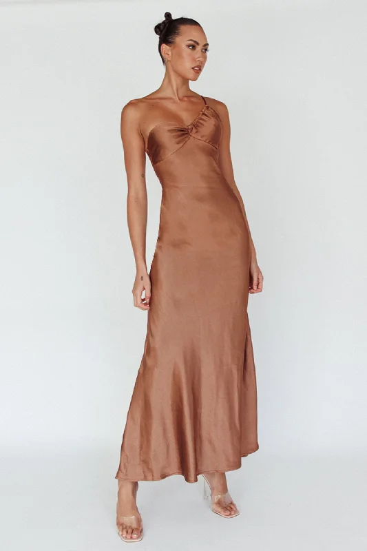 Twilight Tango One-Shoulder Maxi Dress Mocha