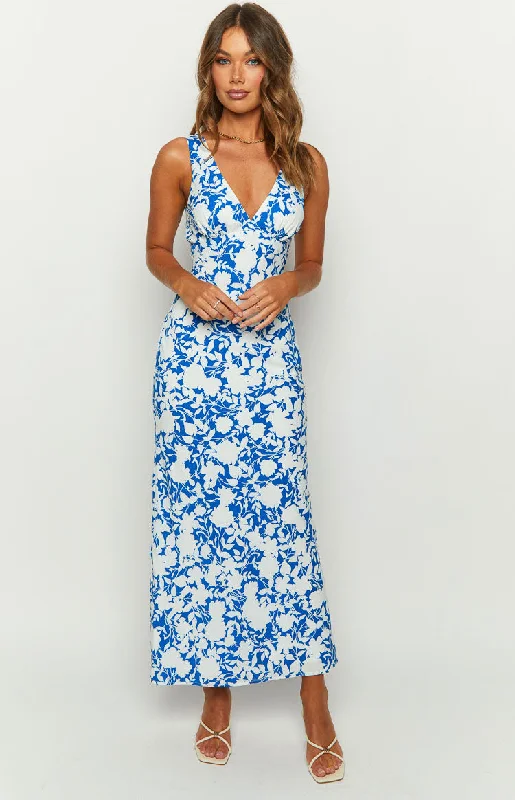 Verlaine Blue Floral Maxi Dress