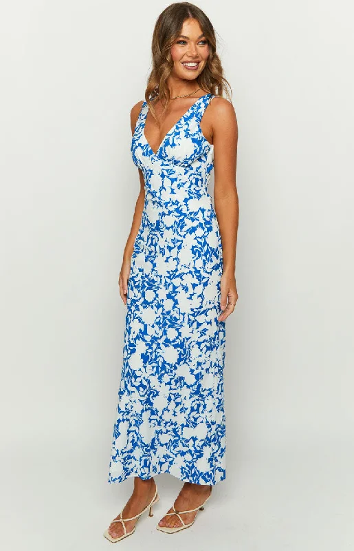 Verlaine Blue Floral Maxi Dress