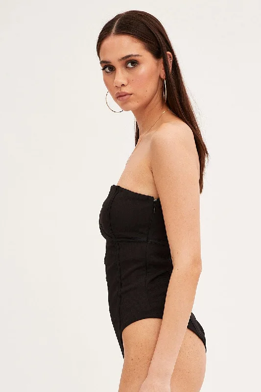 Black Strapless Bodysuit Bodice Detail