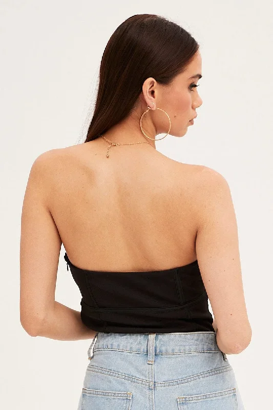 Black Strapless Bodysuit Bodice Detail