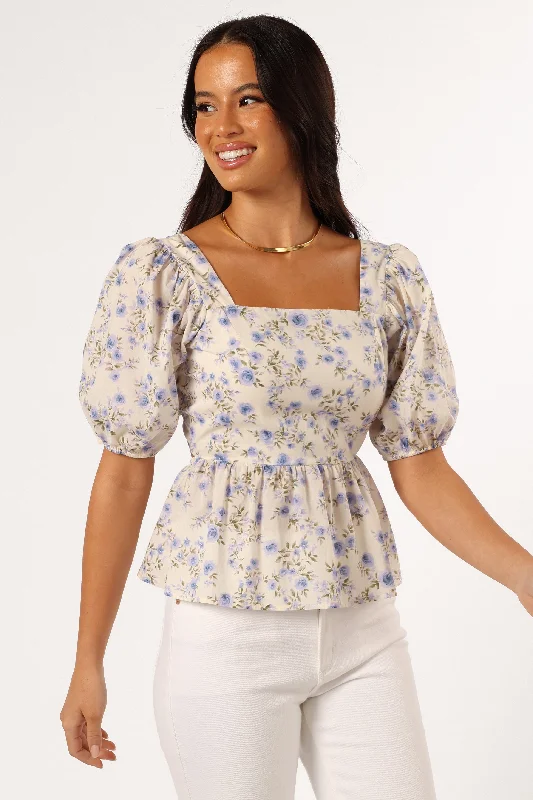 Celia Top - Ivory Blue