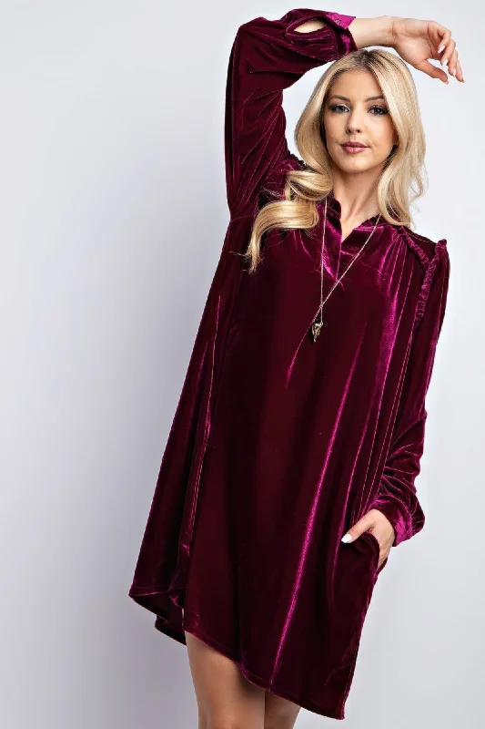 Mini Ruffle Detailing Velvet Dress Elegant Mini Dress with Ruffles