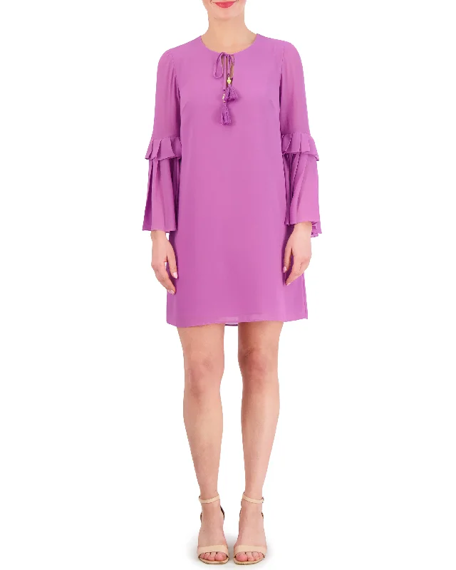 Chiffon Bell-Sleeve Minidress Fashionable Mini Dress with Slits